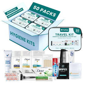 TREKTOTE 20-Piece Hygiene Kit with travel-size toiletries