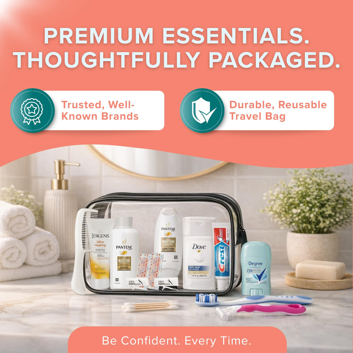 TREKTOTE hygiene kit clear zippered bag