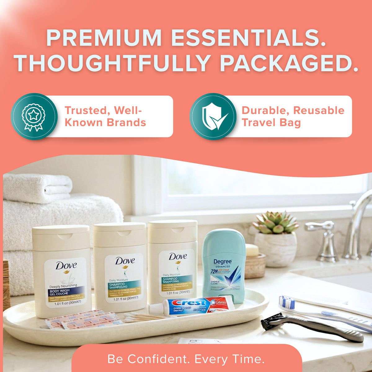 TREKTOTE hygiene kit with toothbrush and toothpaste