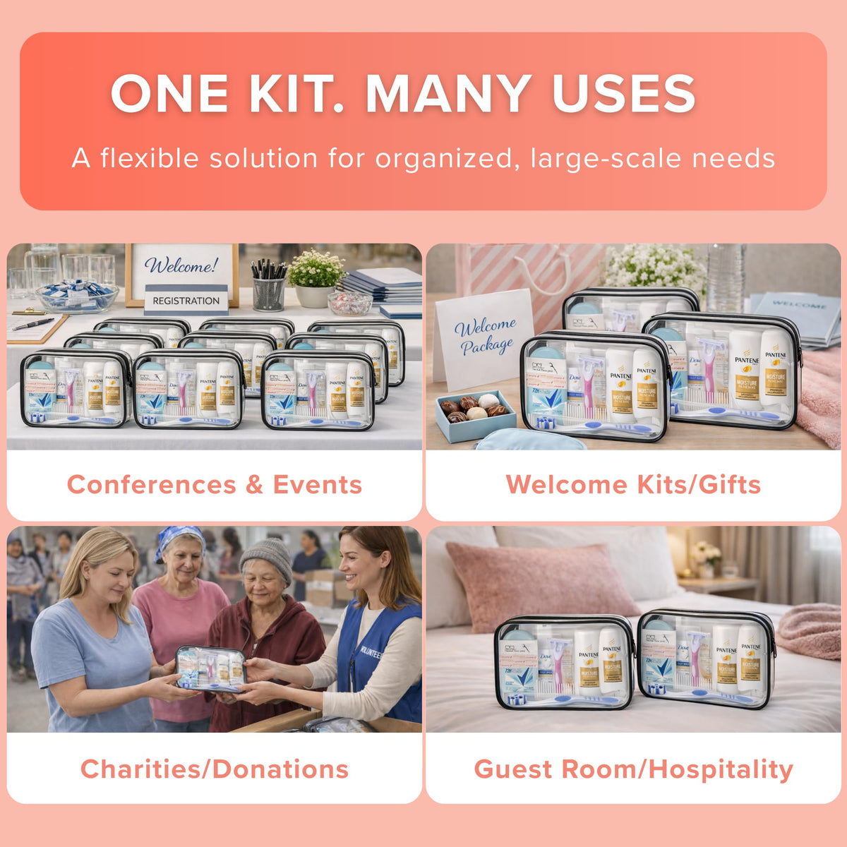TREKTOTE hygiene kit with travel-sized toiletries