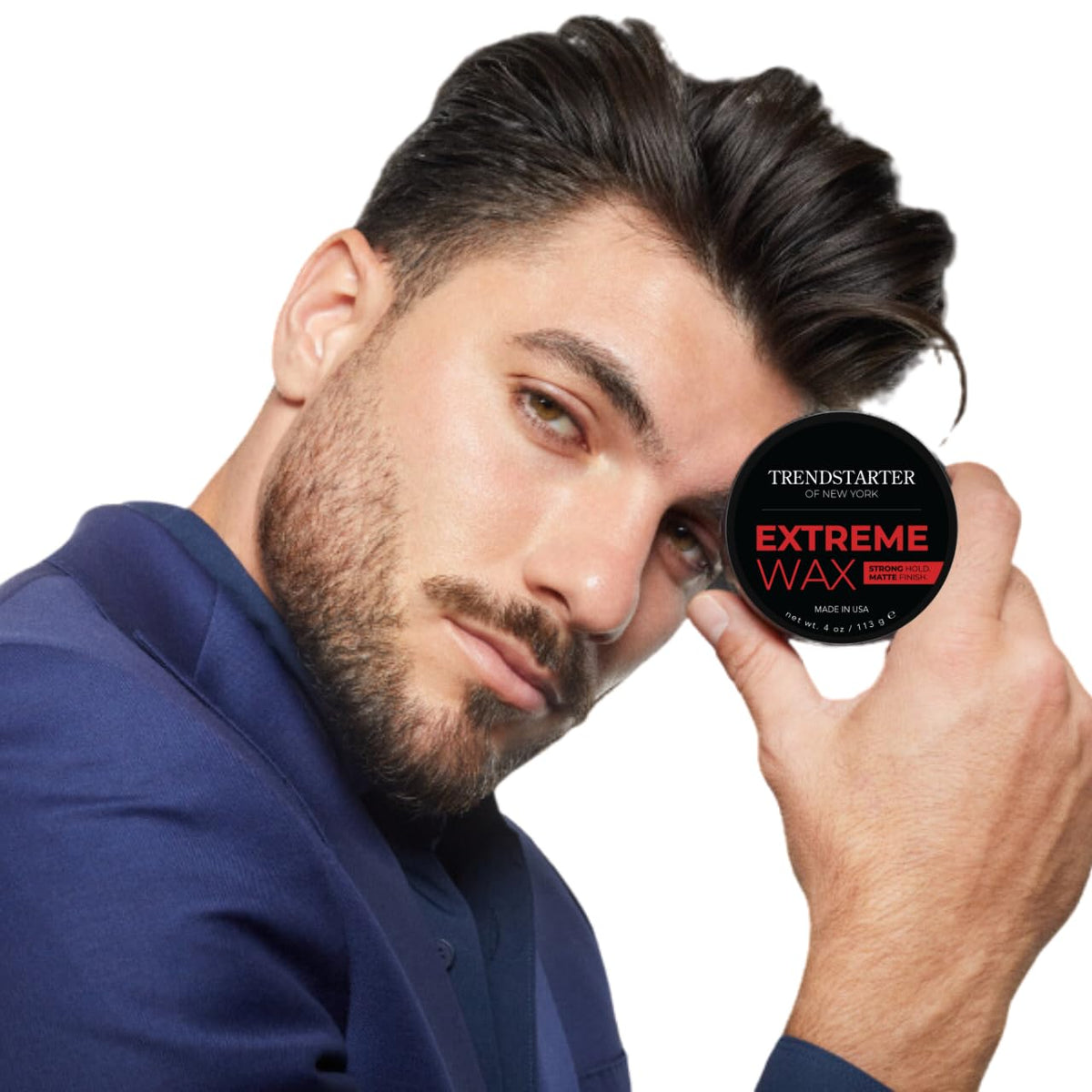 TRENDSTARTER Hair Wax 4oz application on hair