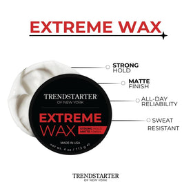 TRENDSTARTER Hair Wax 4oz on a bathroom counter