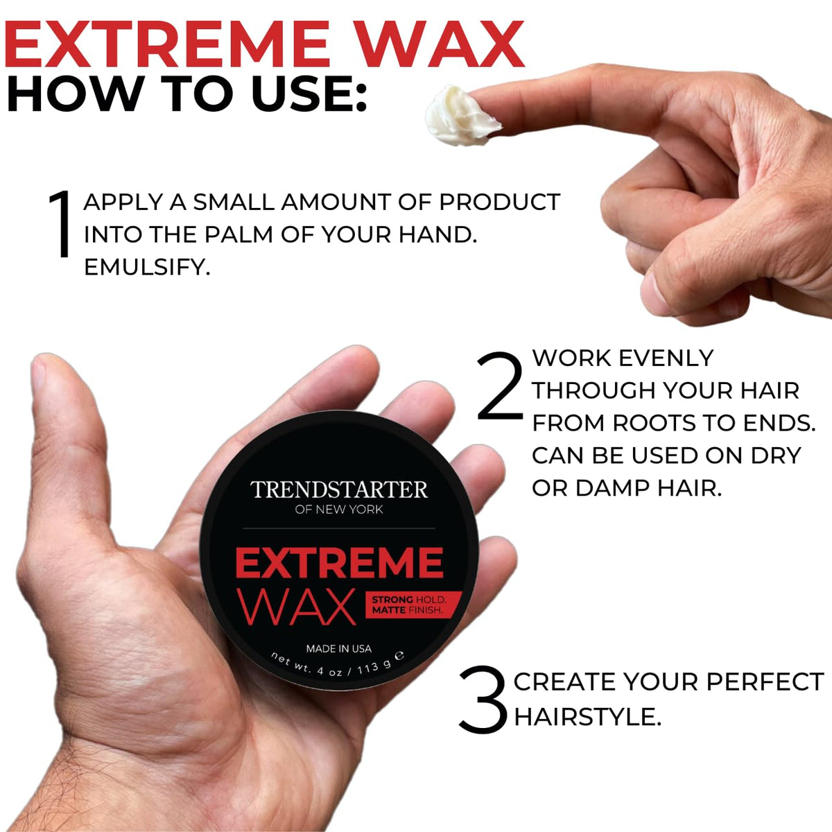 TRENDSTARTER Hair Wax 4oz with styling tools