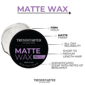 TRENDSTARTER Matte Wax 4oz applied to hair for styling