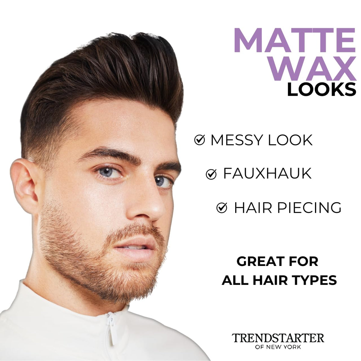TRENDSTARTER Matte Wax 4oz with hands applying wax