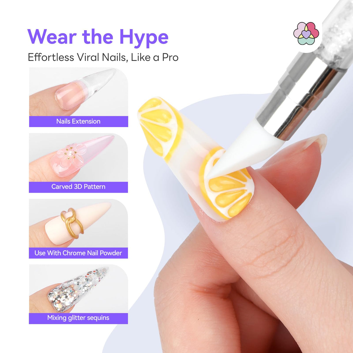 Trendy nail art designs created with SAVILAND kit