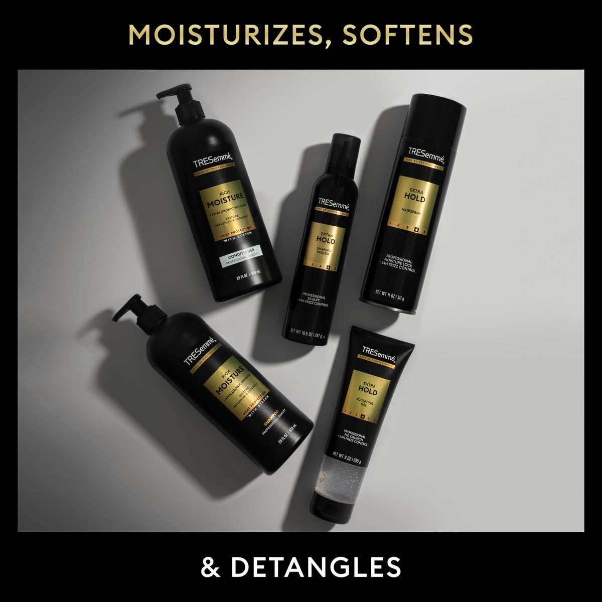 TRESemmé Rich Moisture Shampoo with hyaluronic acid highlighted