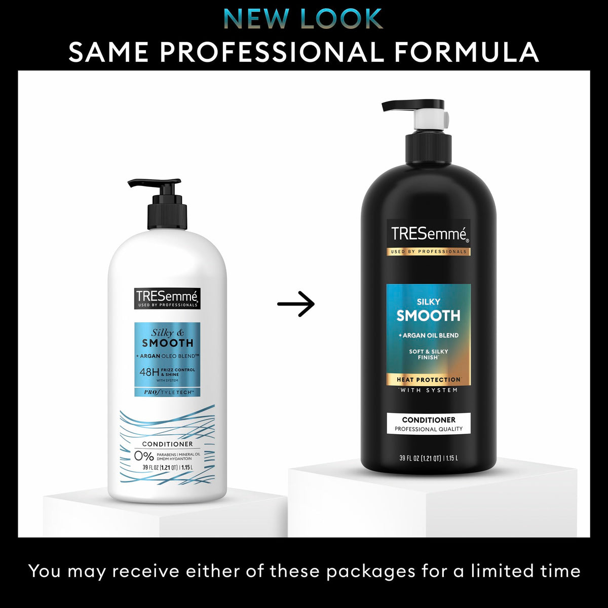 TRESemmé Smooth & Silky Conditioner side view showing label