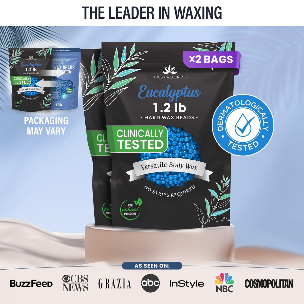 Tress Wellness Wax Beads Eucalyptus 1.2lb bag open