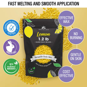 Tress Wellness Wax Beads Lemon 1.2 lb with waxing accessories