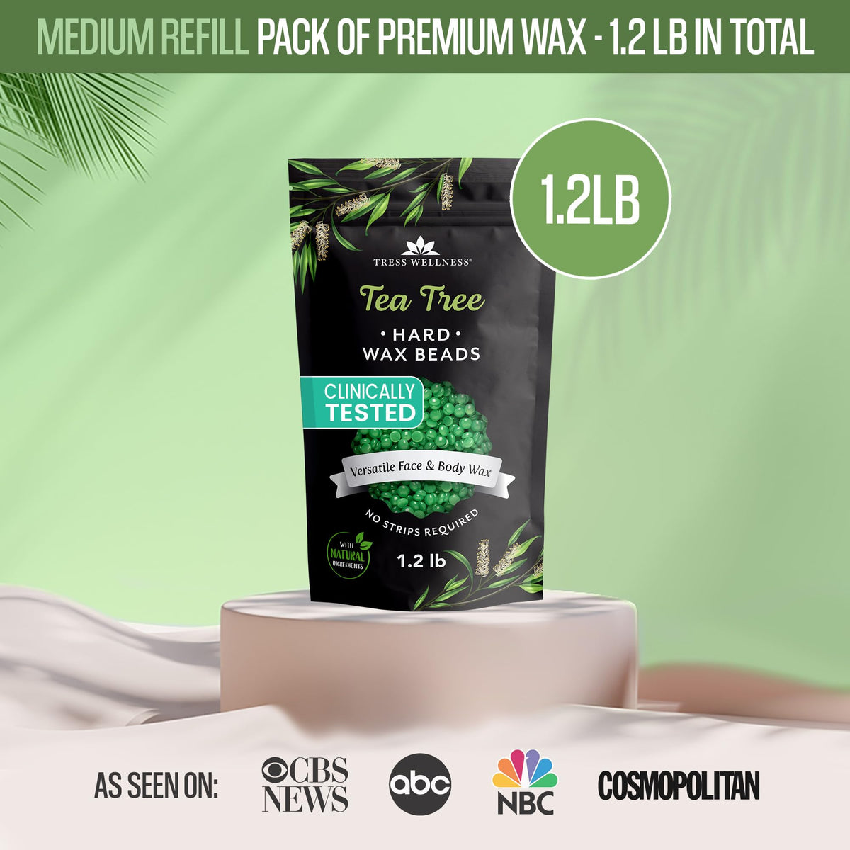 Tress Wellness Wax Beads packaging with ingredients list
