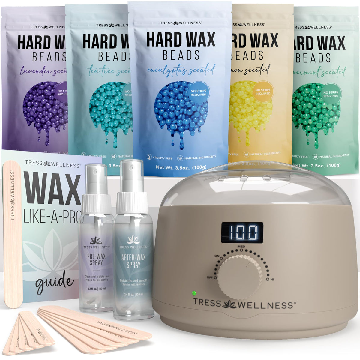Tress Wellness Waxing Kit complete set with digital wax warmer and accessories