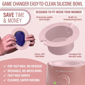 Tress Wellness Waxing Kit components on a bathroom counter