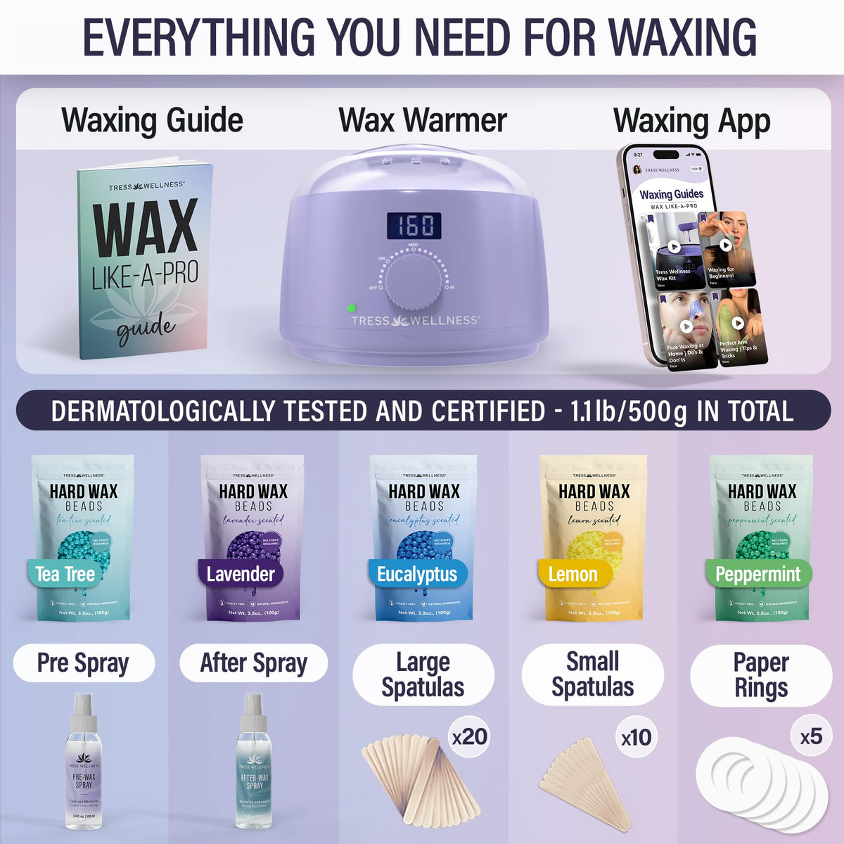Tress Wellness Waxing Kit five scented hard wax bead bags