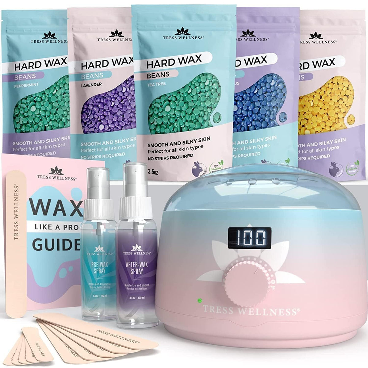 Tress Wellness Waxing Kit front view with digital display