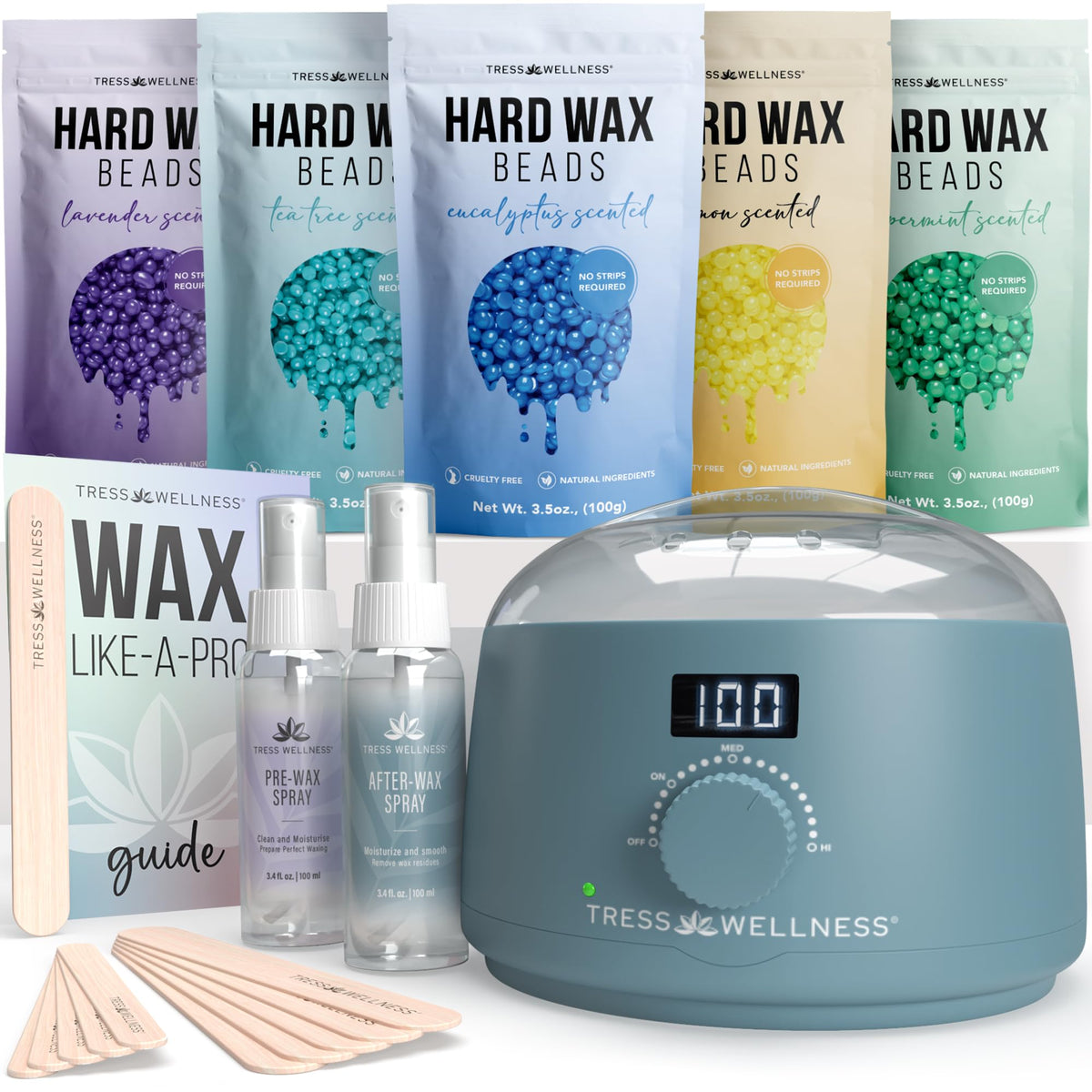Tress Wellness Waxing Kit front view with digital display
