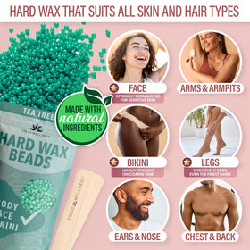 Tress Wellness Waxing Kit packaging with all components laid out