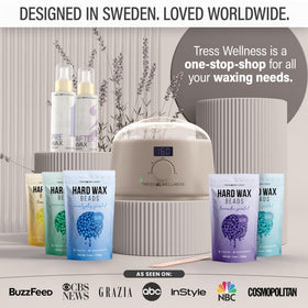 Tress Wellness Waxing Kit packaging with all components visible