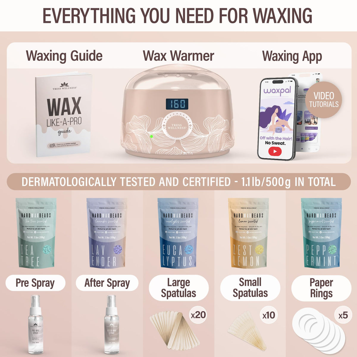 Tress Wellness Waxing Kit packaging with digital display