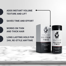 Tribal Chimp Hair Styling Powder in bathroom setting