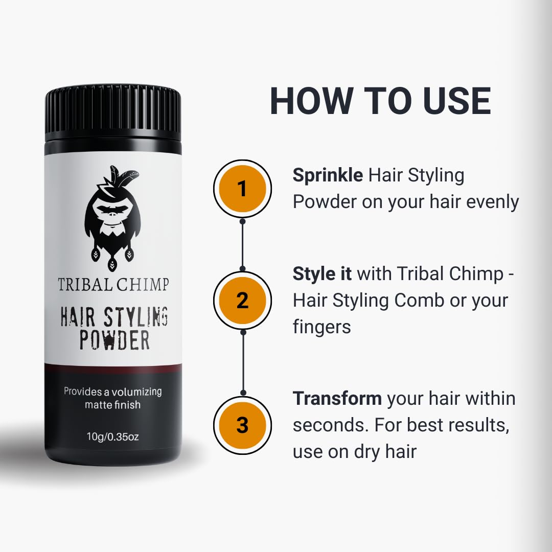 Tribal Chimp Hair Styling Powder matte finish demonstration