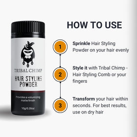 Tribal Chimp Hair Styling Powder matte finish demonstration