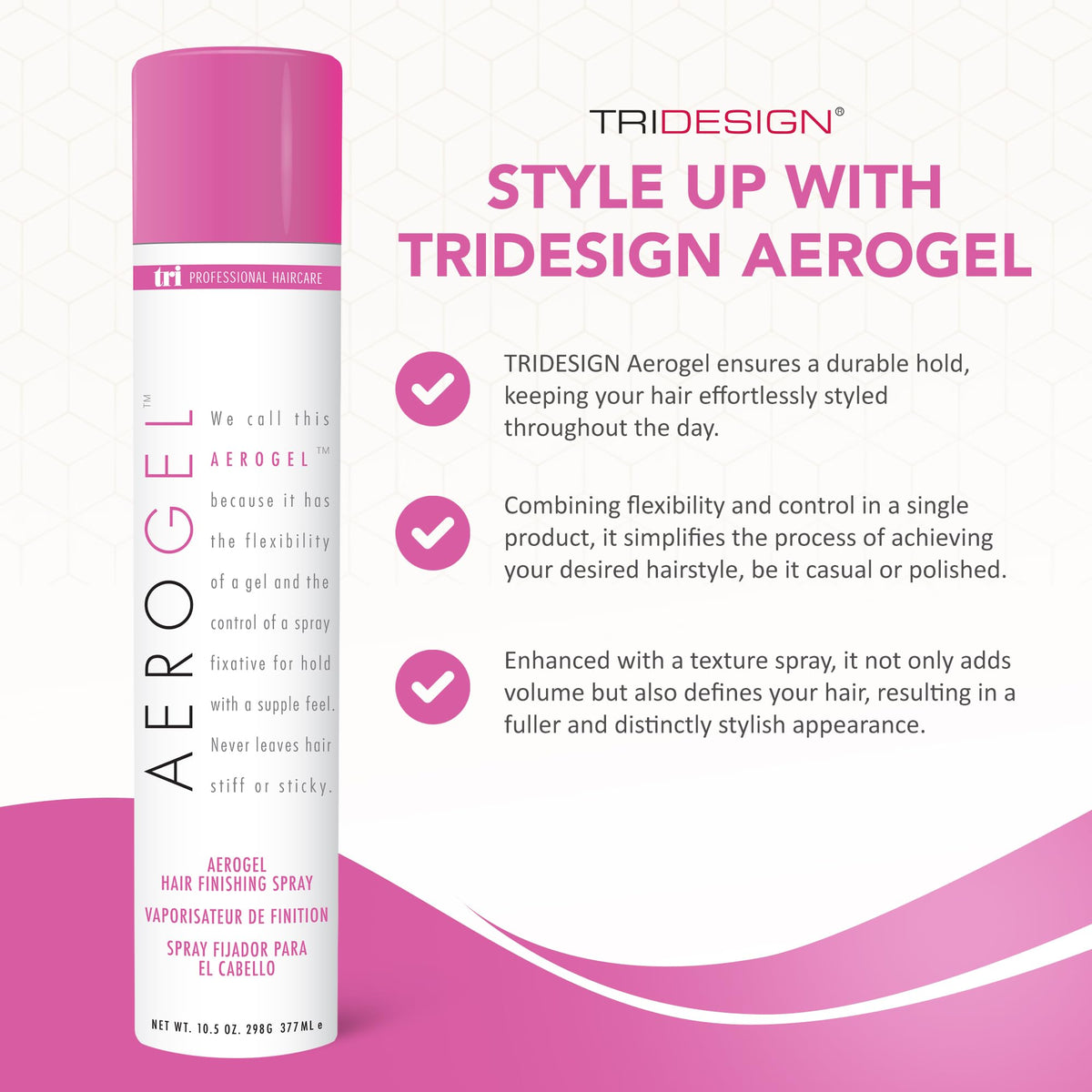 TRIDESIGN Aerogel Hair Spray 10.5 oz side view