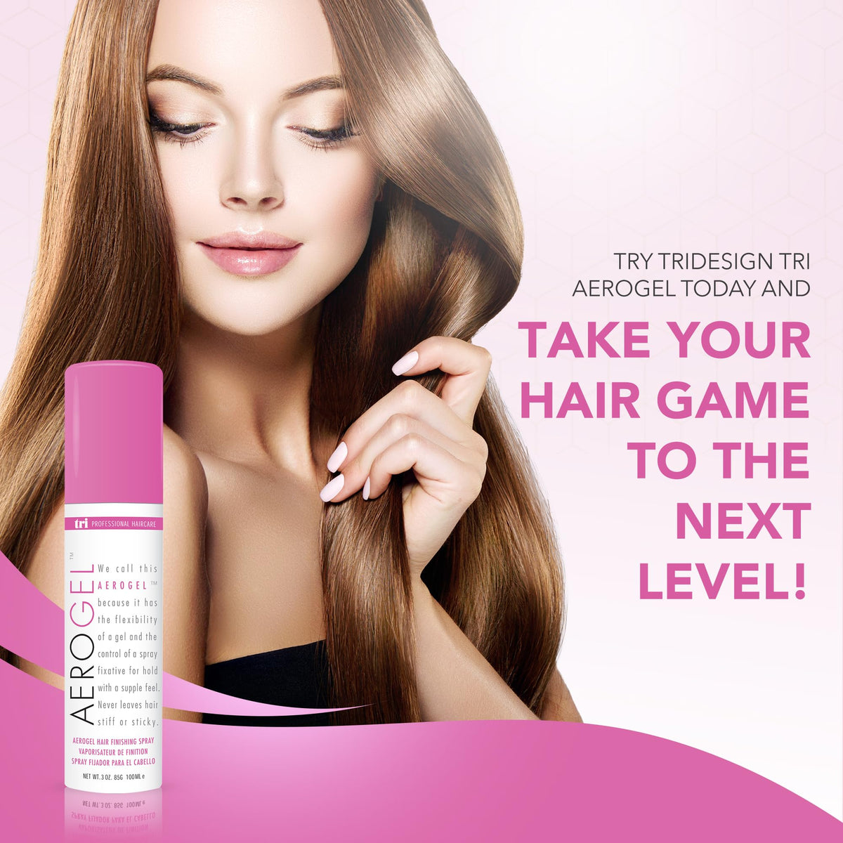 TRIDESIGN Aerogel Hair Spray 3 oz bottle side view