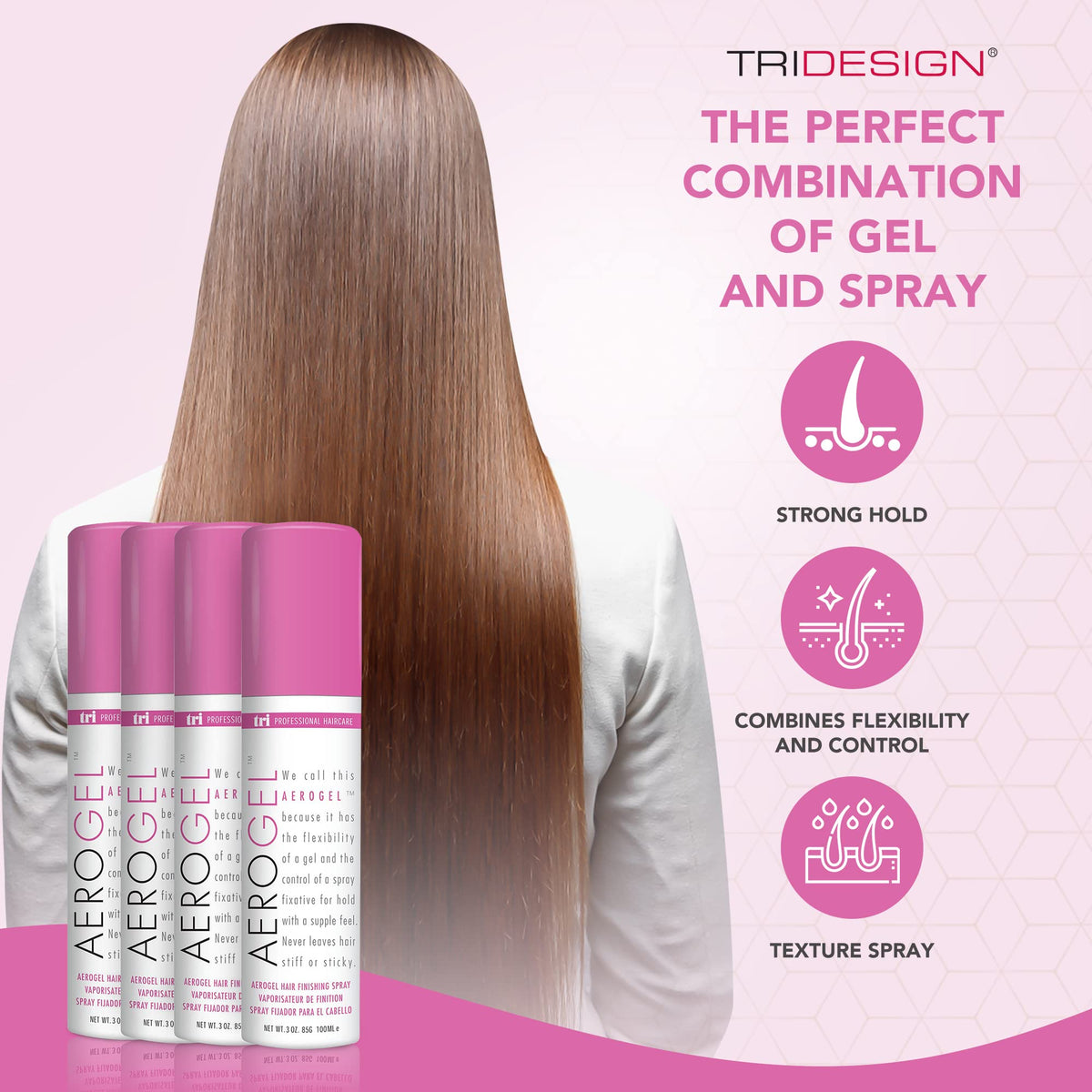 TRIDESIGN Aerogel Hair Spray 3 oz side view