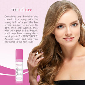 TRIDESIGN Aerogel Hair Spray lifestyle use with styled hair