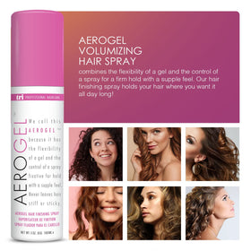 TRIDESIGN Aerogel Hair Spray on a vanity table