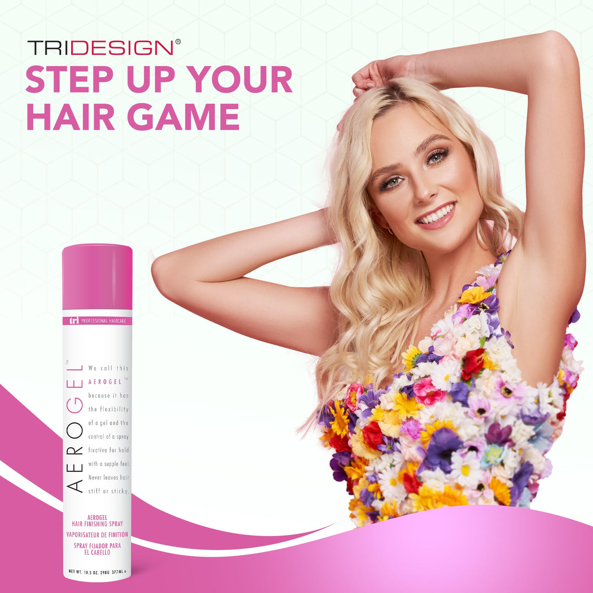 TRIDESIGN Aerogel hair spray packaging details