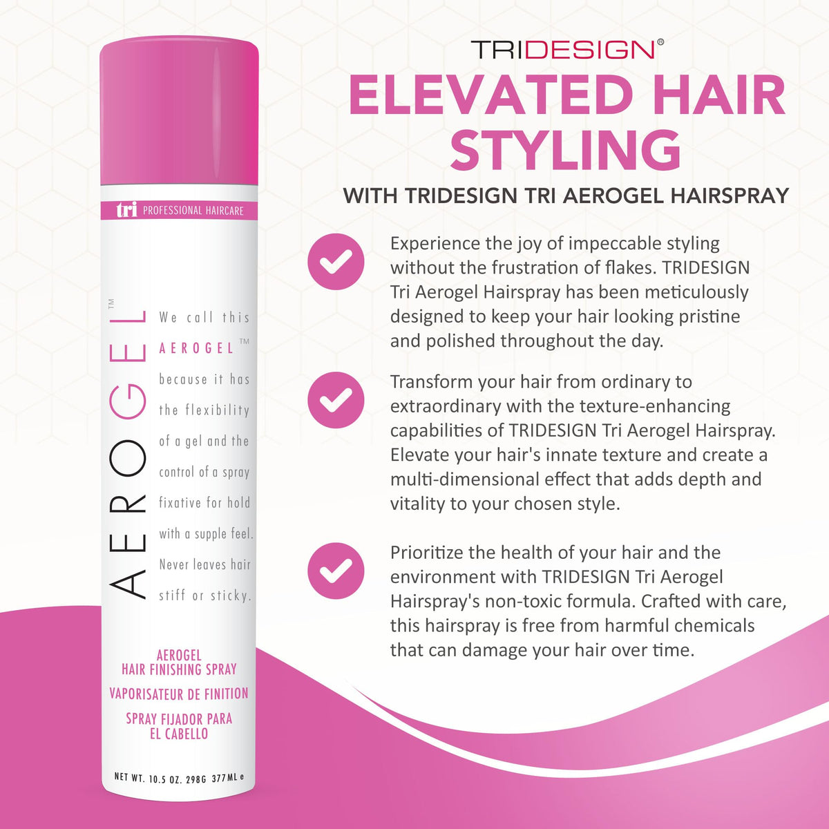 TRIDESIGN Aerogel Hairspray 10.5 oz bottle side view