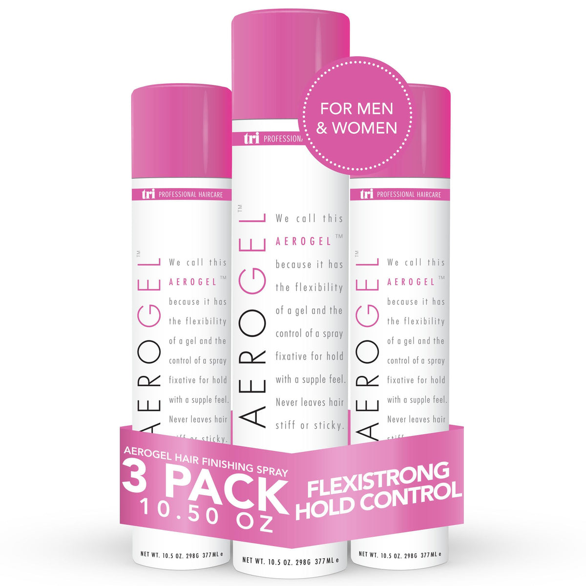 TRIDESIGN Aerogel Hairspray pack of 3 bottles front view