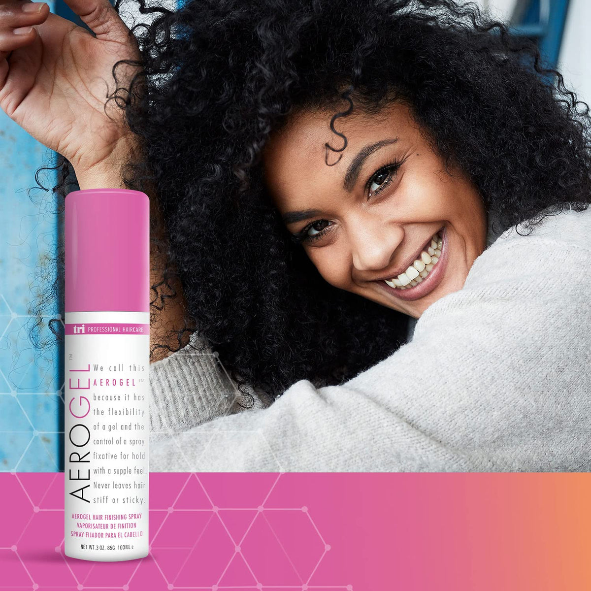 TRIDESIGN Aerogel Strong Hold Volumizing Hair Spray 3 oz close-up of nozzle