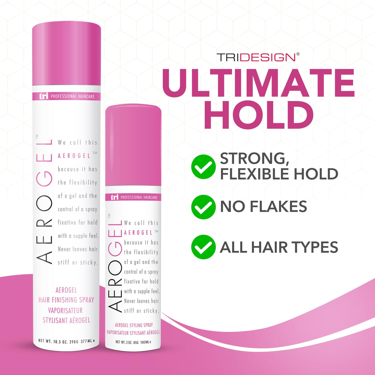 TRIDESIGN Aerogel Strong Hold Volumizing Hair Spray 3oz front view