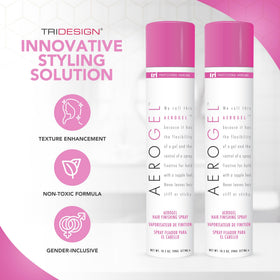 TRIDESIGN Aerogel Strong Hold Volumizing Hair Spray back view, 10.5 oz