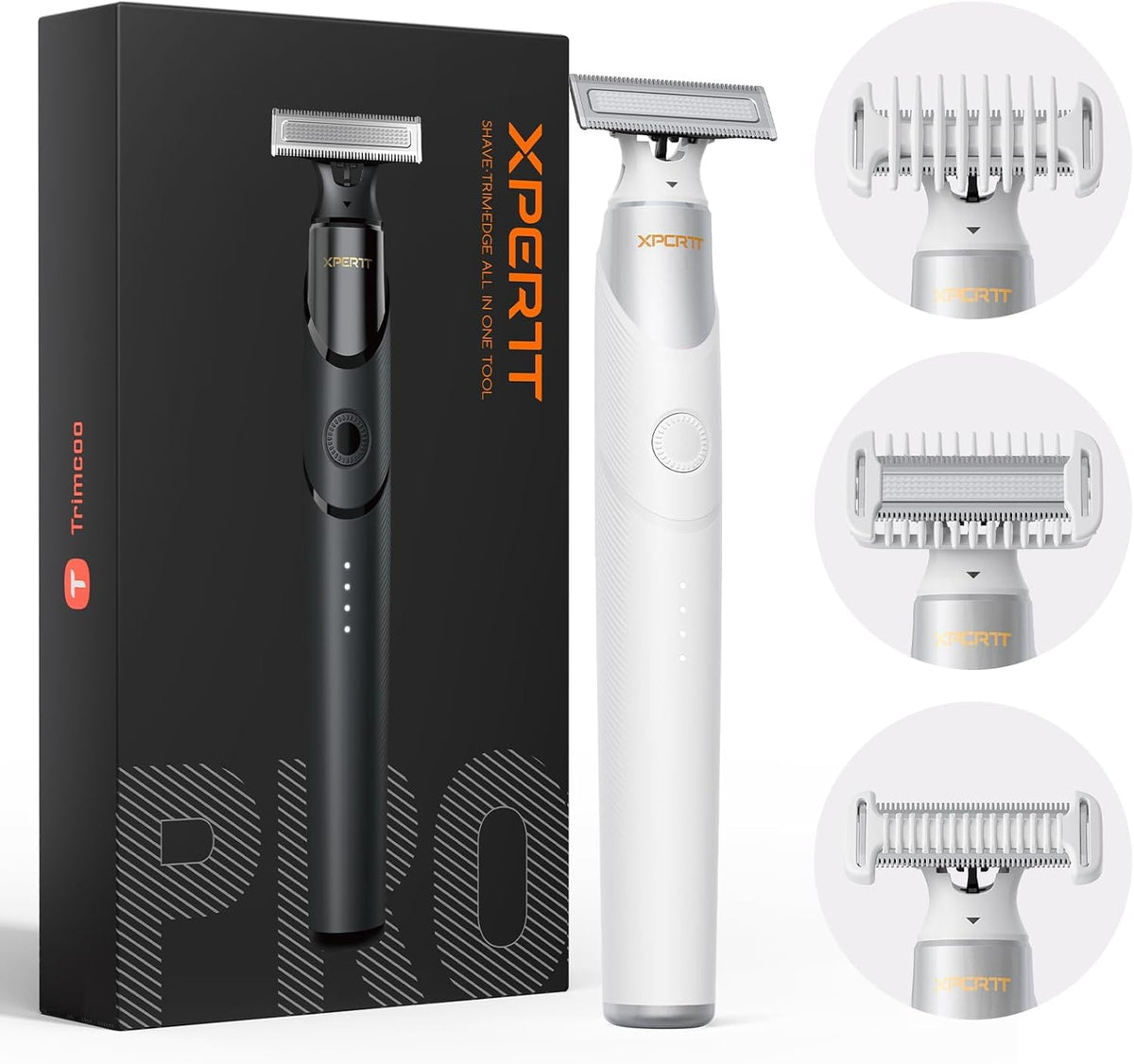 Trimcoo Electric Body Hair Trimmer front view with USB-C charging port