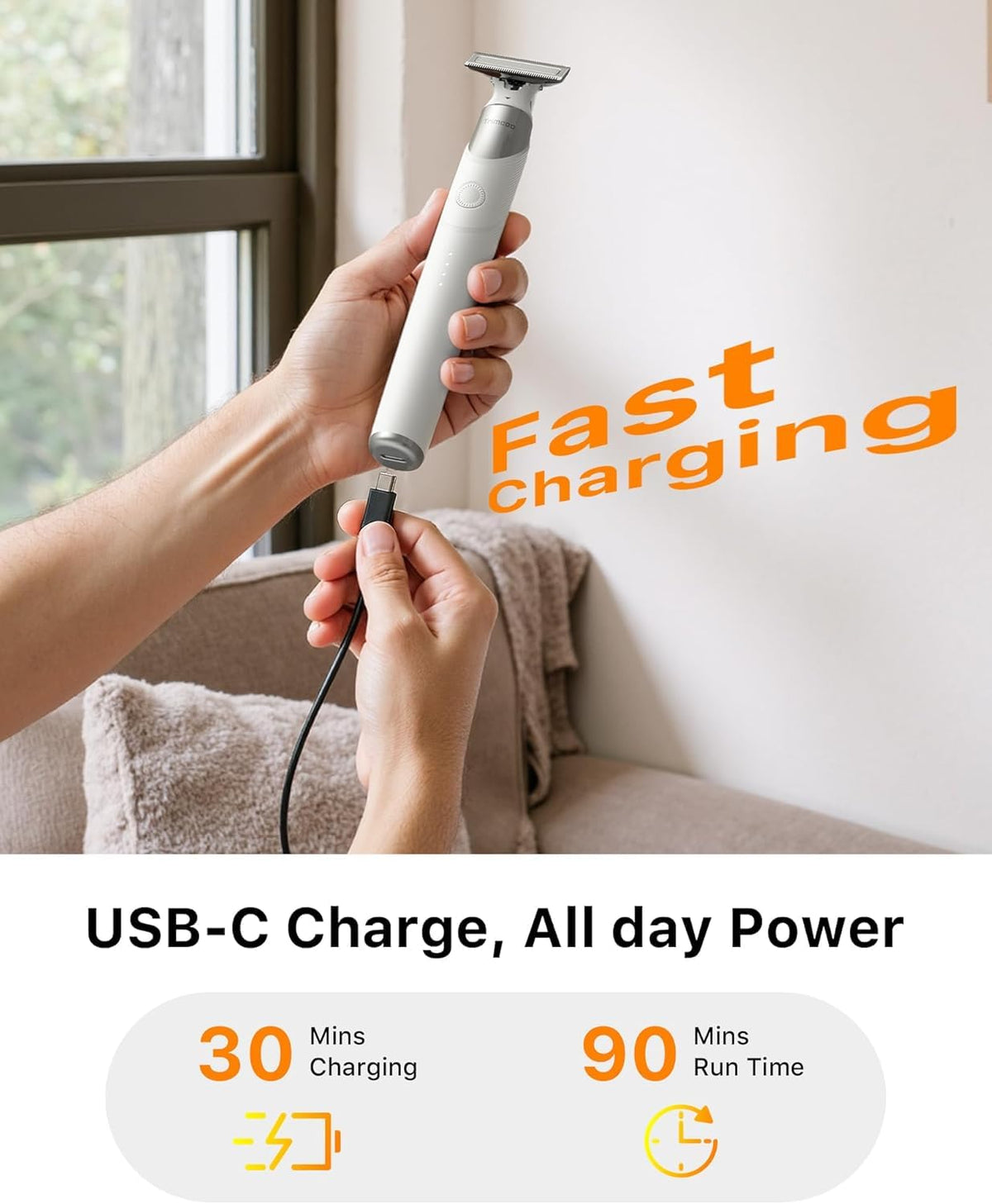 Trimcoo Electric Body Hair Trimmer in a bathroom setting