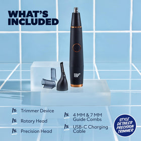 Trimmer device with rotary head and detailer head