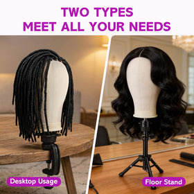 Tripod stand holding wig head securely