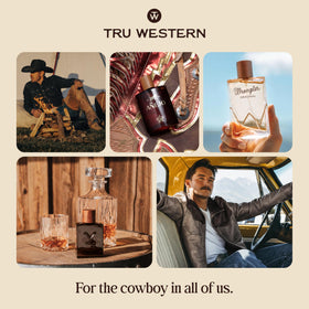 Tru Yellowstone Ride Men's Cologne bottle with cowboy hat