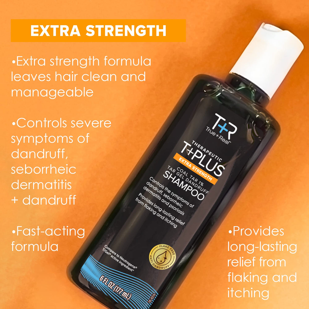 True+Real Coal Tar Anti-Dandruff Shampoo being applied to wet hair