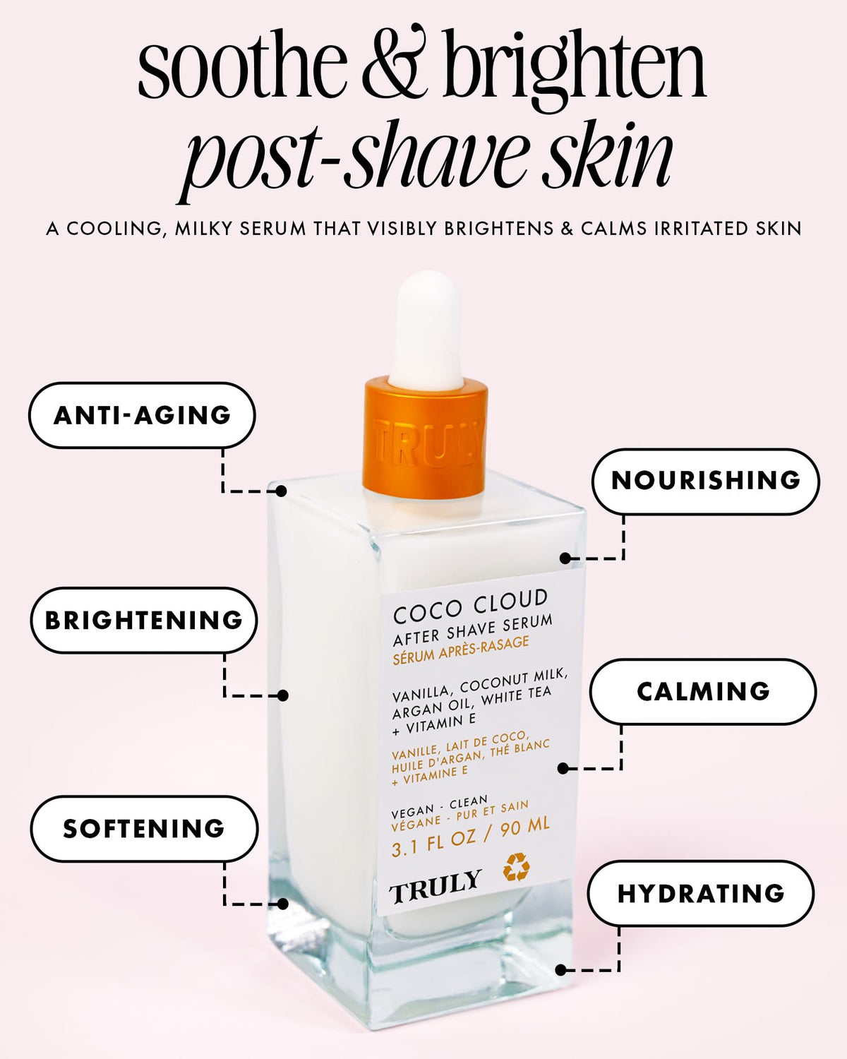 Truly Coco Cloud After Shave Serum Jumbo bottle side view
