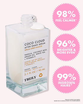 Truly Coco Cloud After Shave Serum Jumbo with skincare routine