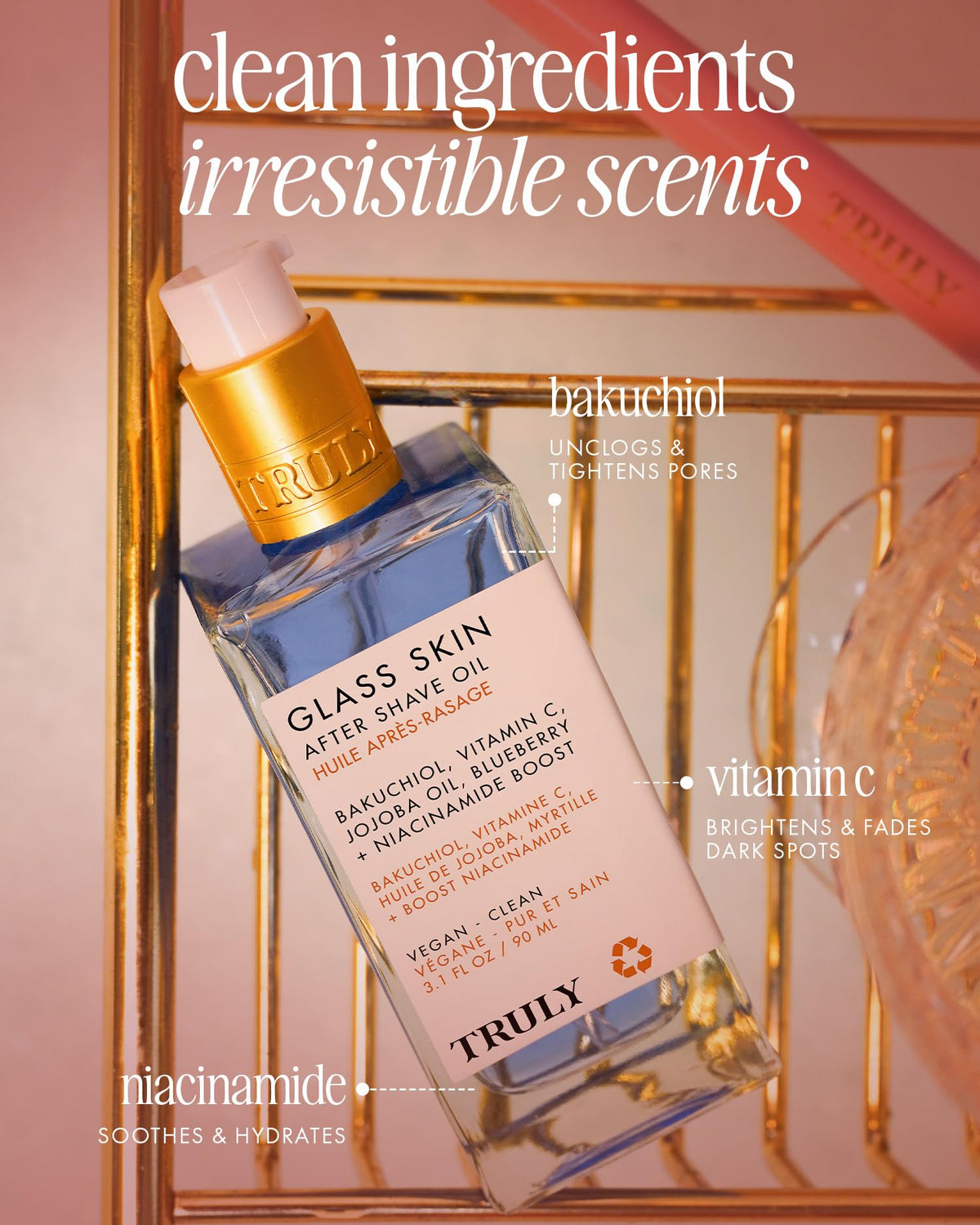 Truly Glass Skin After Shave Oil texture on skin