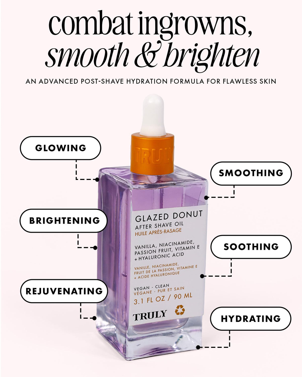 Truly Glazed Donut After Shave Oil Jumbo bottle side view