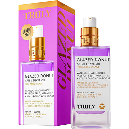 Truly Glazed Donut After Shave Oil Jumbo front view with packaging