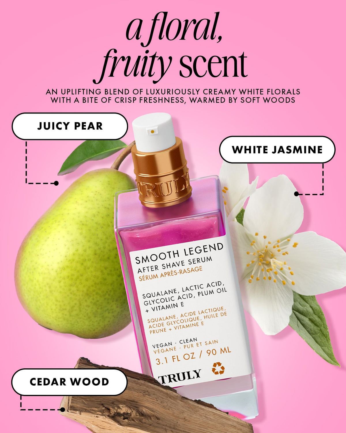 Truly Smooth Legend After Shave Serum 330g with floral background