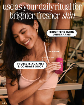 Truly Unicorn Fruit Skin Brightening Deodorant on a bathroom counter
